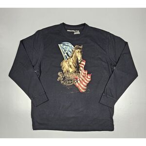 Bit & Bridle T-Shirt Mens‎ Large. Black Riders and USA Flag Western Longsleeve